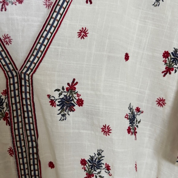 Max Studio Floral Cream Tie-Front Blouse Size Large - Picture 3 of 8